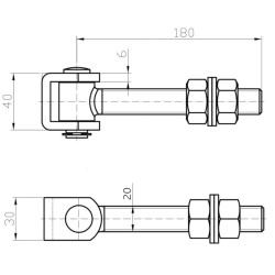 Zawias regulowany do wspawania M-20mm L-180mm