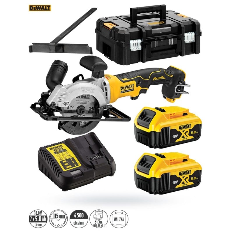 Pilarka tarczowa DeWalt DCS571P2 18V 115mm BL 2x5A