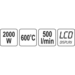 Opalarka 2000W 70~600°c wyświetlacz lcd + akcesor