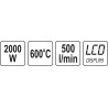 Opalarka 2000W 70~600°c wyświetlacz lcd + akcesor
