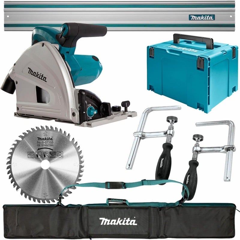 Pilarko - zagłębiarka Makita SP6000J 1300W 6-biegów 165x20mm walizka + Szyna 1,5m + zaciski do szyny prowadzącej + Pokrowiec