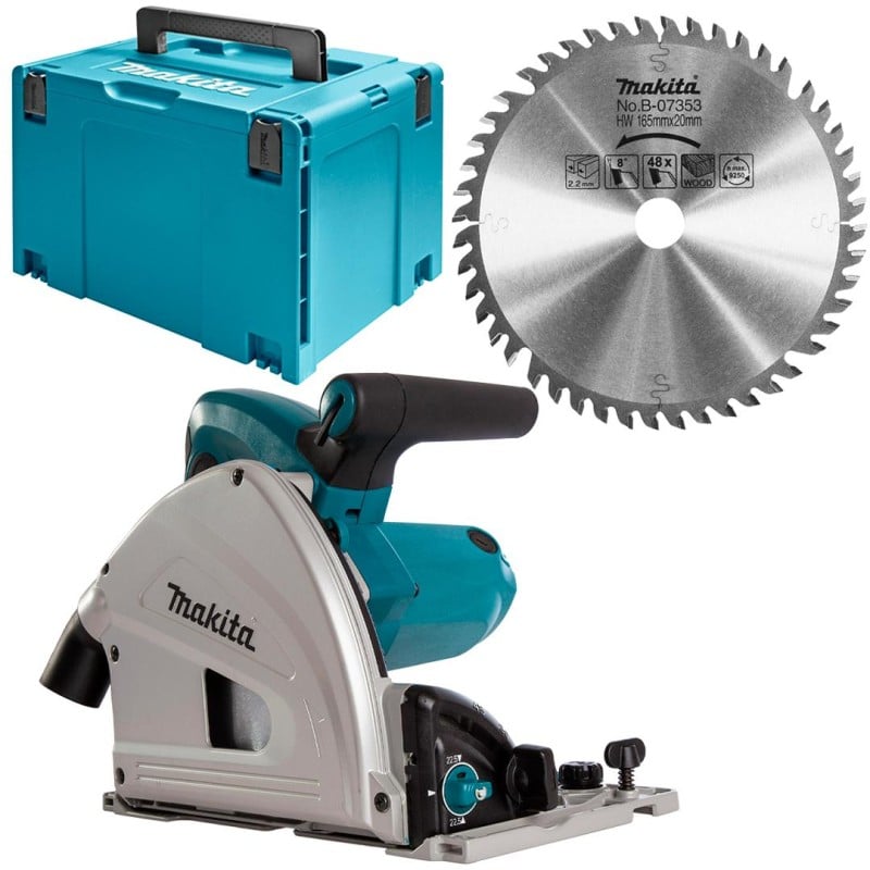 Pilarko - zagłębiarka Makita SP6000J 1300W 6-biegów 165x20mm walizka + Szyna 1,5m + zaciski do szyny prowadzącej + Pokrowiec