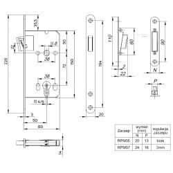 Zamek wpuszczany magnetyczny bębenkowy z zaczepem LOB 72/50mm WB Z75MB-43-00 nierdzewka