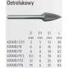 Ostrołukowy pilnik obrotowy węglikowy Beta 426MD/F12 12x25mm, trzpień 6mm z łamaczem wióra