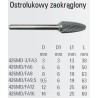 Ostrołukowy zaokrąglony pilnik obrotowy węglikowy Beta 426MD/FA12 12x25 mm, trzpień 6 mm z łamaczem wióra