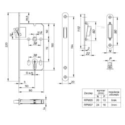 Zamek wpuszczany magnetyczny na klucz LOB Z75MZ-43-00 72/50mm nierdzewka