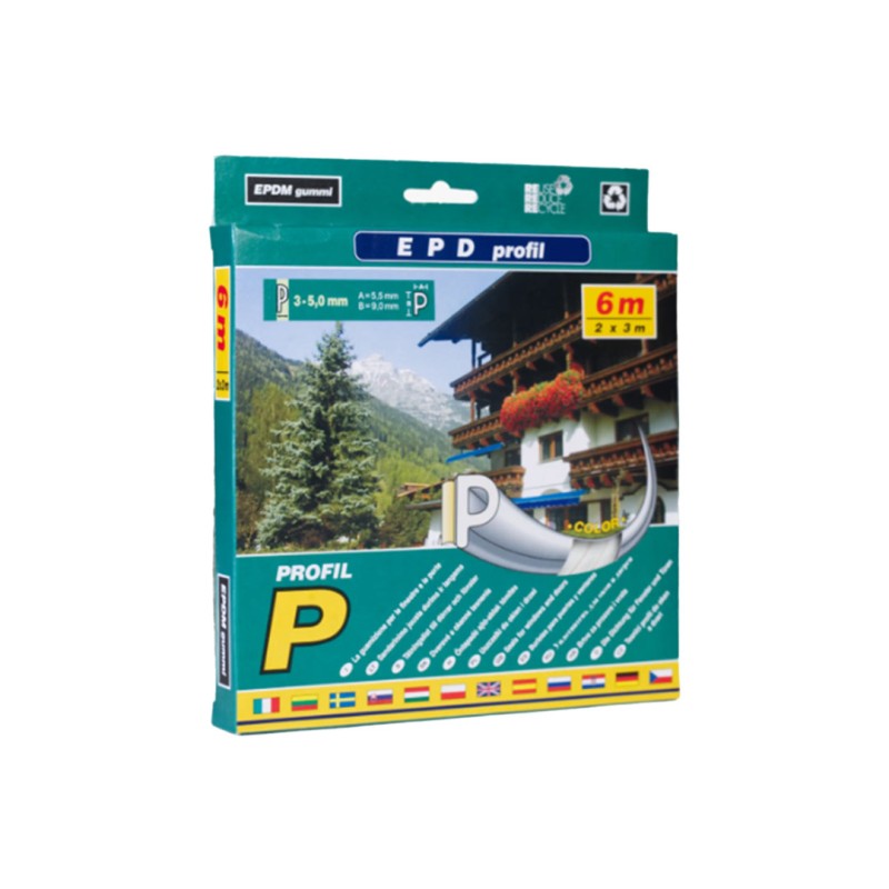 Uszczelka samoprzylepna do okien i drzwi Pgum-sill EPDM profil P 9x5,5mm brąz 6m