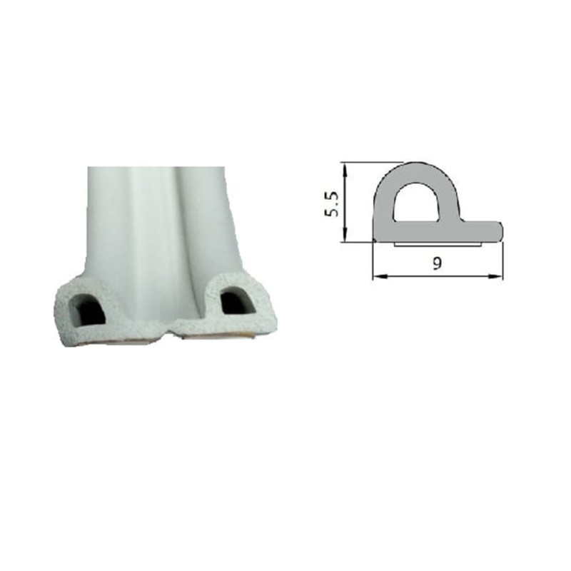 Uszczelka samoprzylepna do okien i drzwi Pgum-sill EPDM profil P 9x5,5mm biała 6m