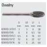Owalny pilnik obrotowy węglikowy Beta 426MD/OV16 16x25 mm, trzpień 6 mm z łamaczem wióra