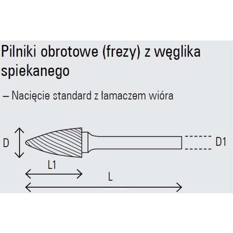Płomieniowy pilnik obrotowy węglikowy Beta 426MD/OG16 16x36 mm, trzpień 6 mm z łamaczem wióra