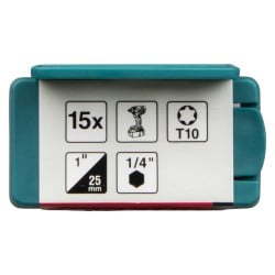 Bity udarowe Makita E-25937 Impact Premier T10 25mm Torx 1/4" 15szt