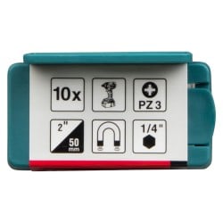 Bity udarowe Makita E-26004 Impact Premier PZ3 50mm Pozidriv 1/4" 10szt
