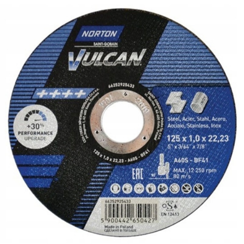 Tarcza do metalu NORTON 66252851227 125x1 INOX, 100szt.+deszczówka gratis