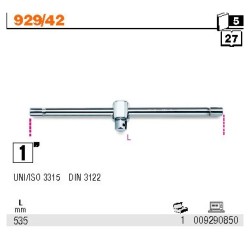 Pokrętło z kwadratem Beta 929/42 z przesuwanym zabierakiem 535mm