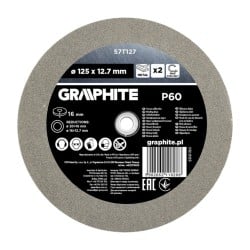 Tarcza szlifierska do metalu GRAPHITE 57T127 P60 125x16x20/12,7mm z tulejami 2szt.