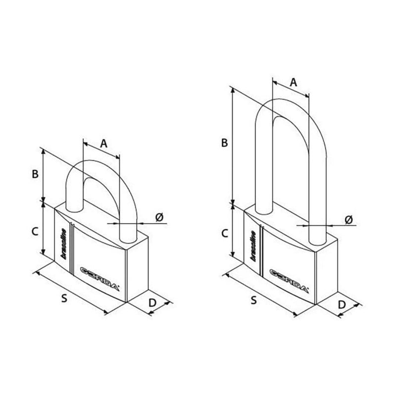 Kłódka pałąkowa Gerda KMZ S30 mosiężna 3 sztuki 5 kluczy