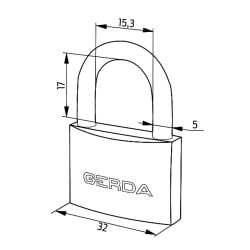 Kłódka pałąkowa GERDA Iron Line KZZS 30mm żeliwna 3 klucze