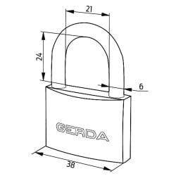 Kłódka pałąkowa GERDA Iron Line KZZS 40mm żeliwna 3 klucze