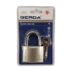 Kłódka pałąkowa GERDA KSWS-50 Secure wzmocniona nikiel satynowy 3 klucze