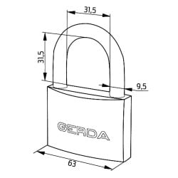 Kłódka pałąkowa GERDA Iron Line KZZS 60mm żeliwna 3 klucze