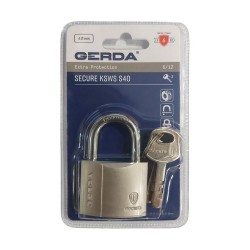 Kłódka pałąkowa GERDA KSWS-40 Secure wzmocniona nikiel satynowy 3 klucze