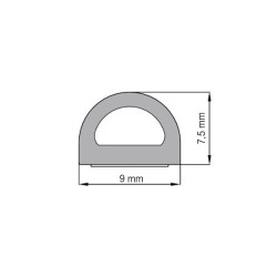 Uszczelka samoprzylepna do okien drzwi Pgum-sill profil D 9x7,5mm biała 6m