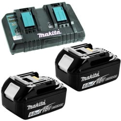Akumulatorowa piła łańcuchowa 35cm BLDC XPT LXT 2x18V Makita DUC355Z + zestaw zasilający 2x6Ah 18V, ładowarka DC18RD + olej