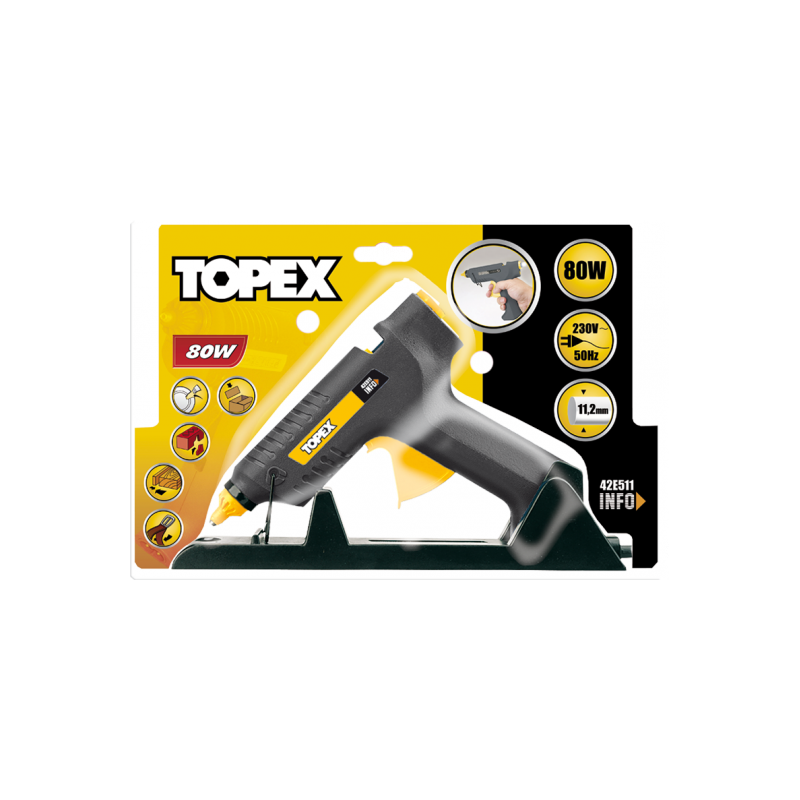 Pistolet klejowy 11mm 15/80W, bezprzewodowyTOPEX