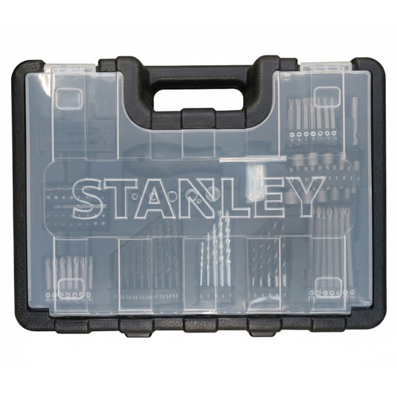 Akumulatorowa wiertarko-wkrętarka STANLEY FATMAX SFMCD700D2A-QW 18V 2x2Ah + akcesoria 100 sztuk, walizka