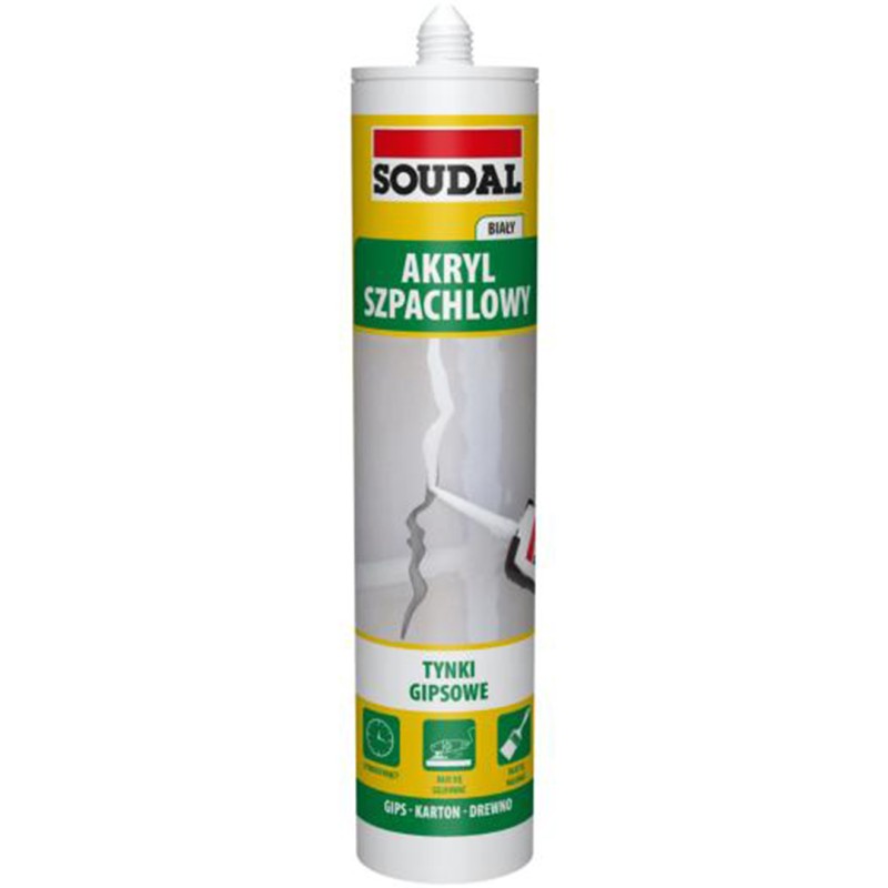 Lekki szpachlowy akryl SOUDAL do błyskawicznych napraw biały 280 ml