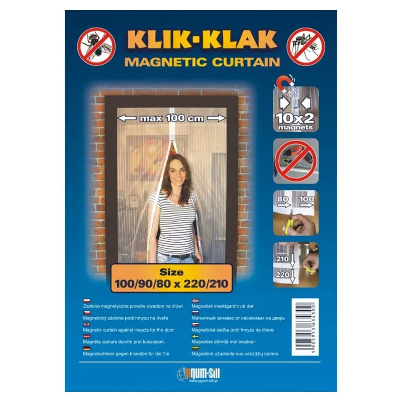 Zasłona magnetyczna Pgum-sill KLIK-KLAK 100x220cm na drzwi biała
