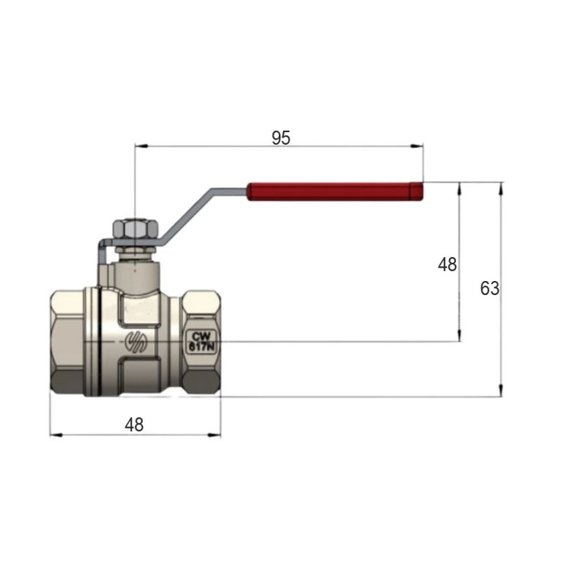 Zawór kulowy ARCO 750103 GW-GW 1/2’’ DN15 PN30 rączka