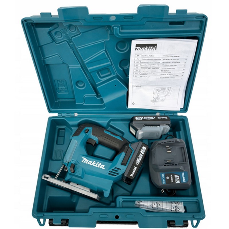 Akumulatorowa wyrzynarka Makita DJV186WVE LXT 18V 2x2Ah 65mm regulacja kąta cięcia walizka