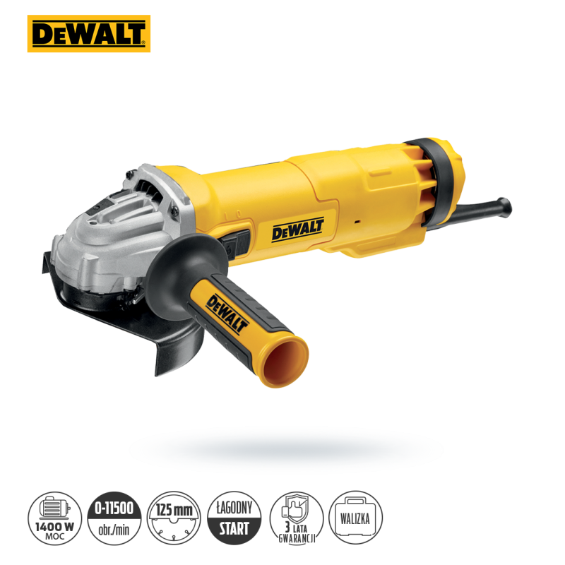 Szlifierka 1400W 125mm przeciwpyłow DEWALT DWE4237