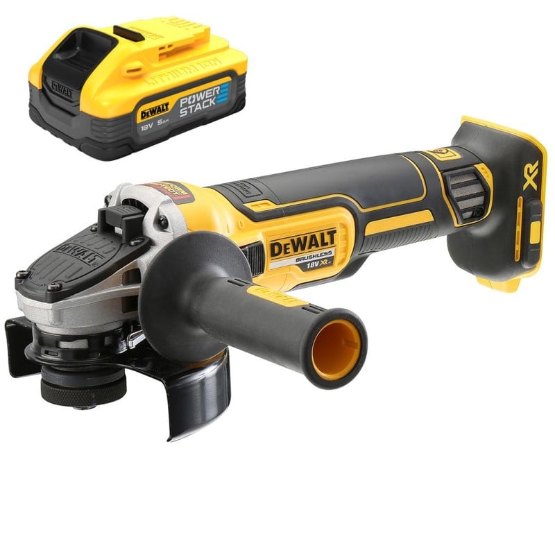 Akumulatorowa szlifierka kątowa DeWALT DCG405N + akumulator DCBP518, 125 mm 9000 obr./min. hamulec