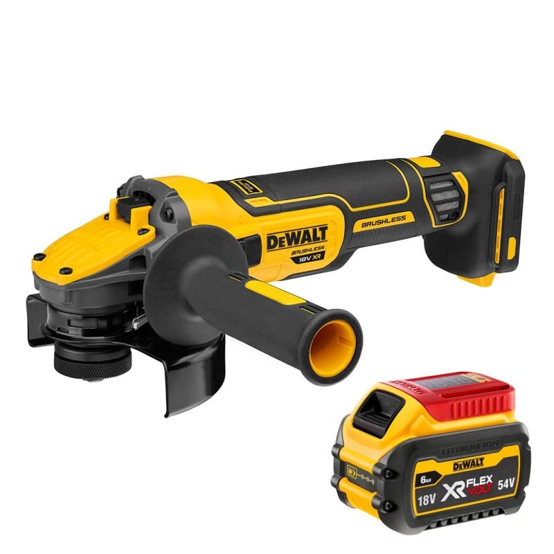 Akumulatorowa szlifierka kątowa DeWALT DCG409N+DCB546, 125 mm 9000 obr./min. hamulec