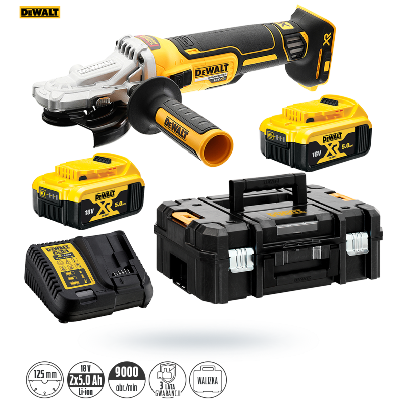 Szlifierka DEWALT DCG405FP2 18V 125mm BL 2x5Ah
