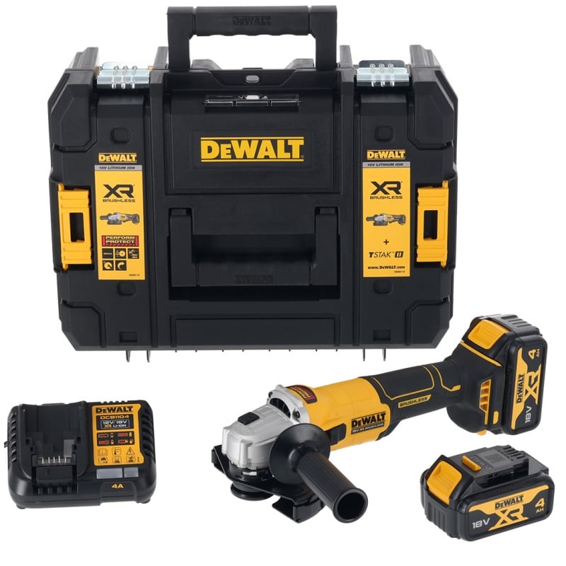 Akumulatorowa szlifierka kątowa DeWALT DCG407M2T-QW 18V 2x4Ah 125mm XR BL + walizka