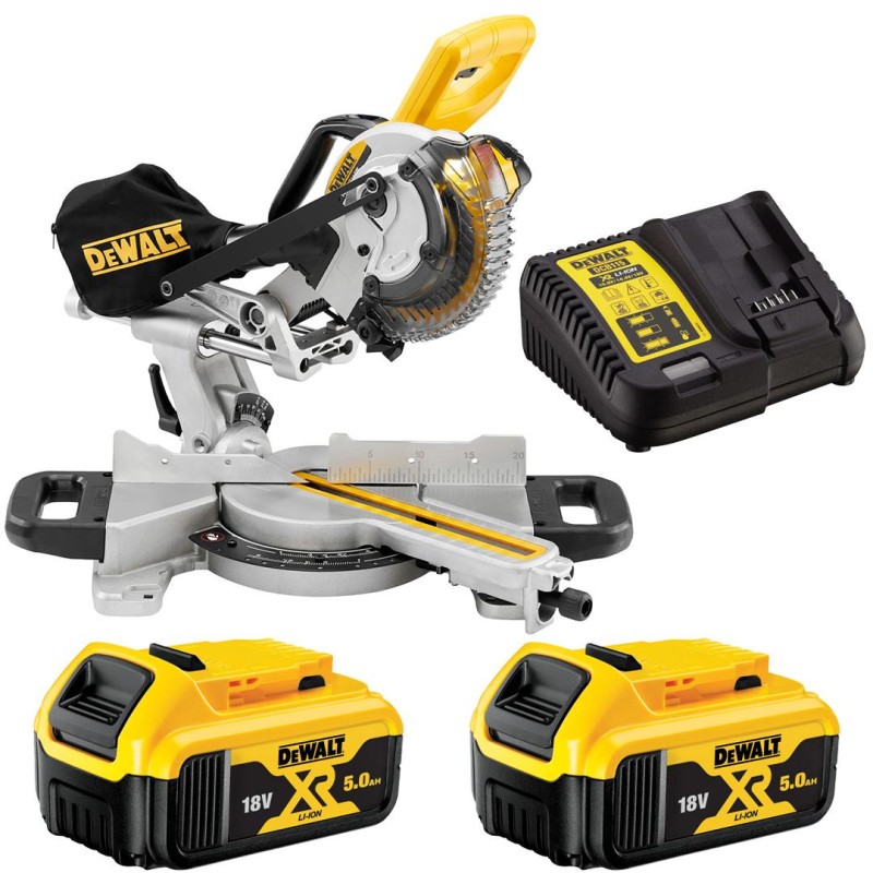 Piła ukośnica 184mm 18V 2x5Ah DEWALT DCS365P2-QW