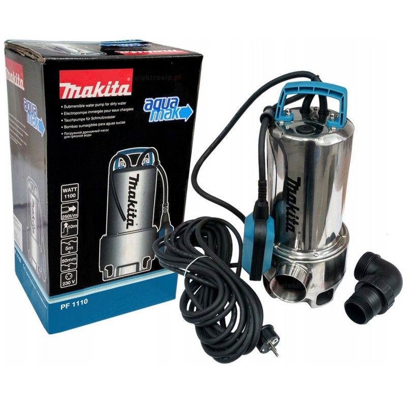 Kompaktowa pompa wodna Makita PF1110 1100W 250l/min z ramą stalową