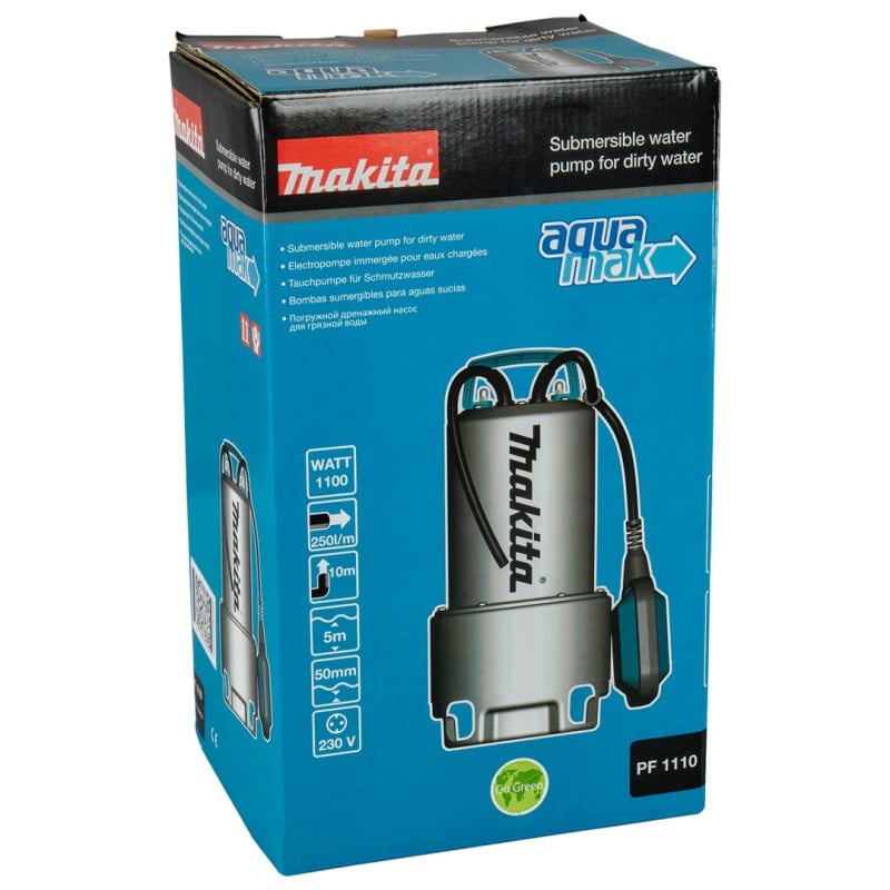 Kompaktowa pompa wodna Makita PF1110 1100W 250l/min z ramą stalową