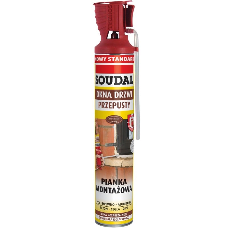 Piana montażowo-uszczelniająca SOUDAL z aplikatorem Genius Gun 770 ml