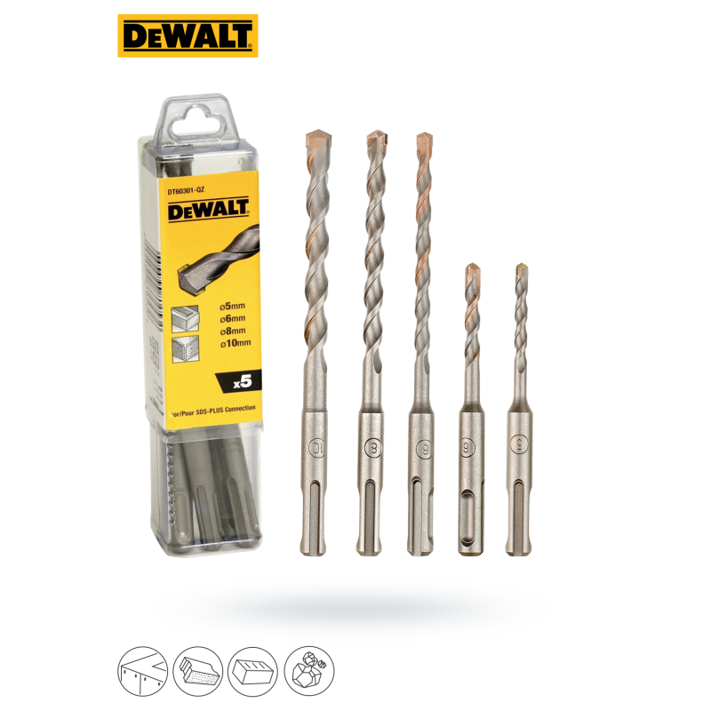 Zestaw 5 wierteł DEWALT DT60301 do betonu SDS+
