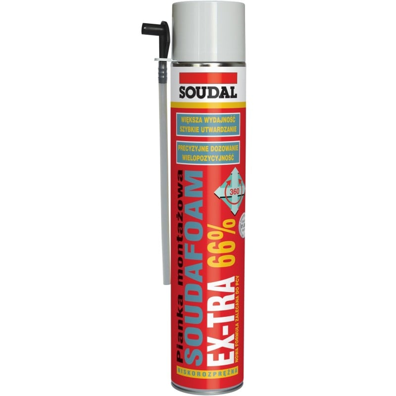 Niskorozprężna piana montażowa wężykowa SOUDAL EX-TRA 66% 750 ml