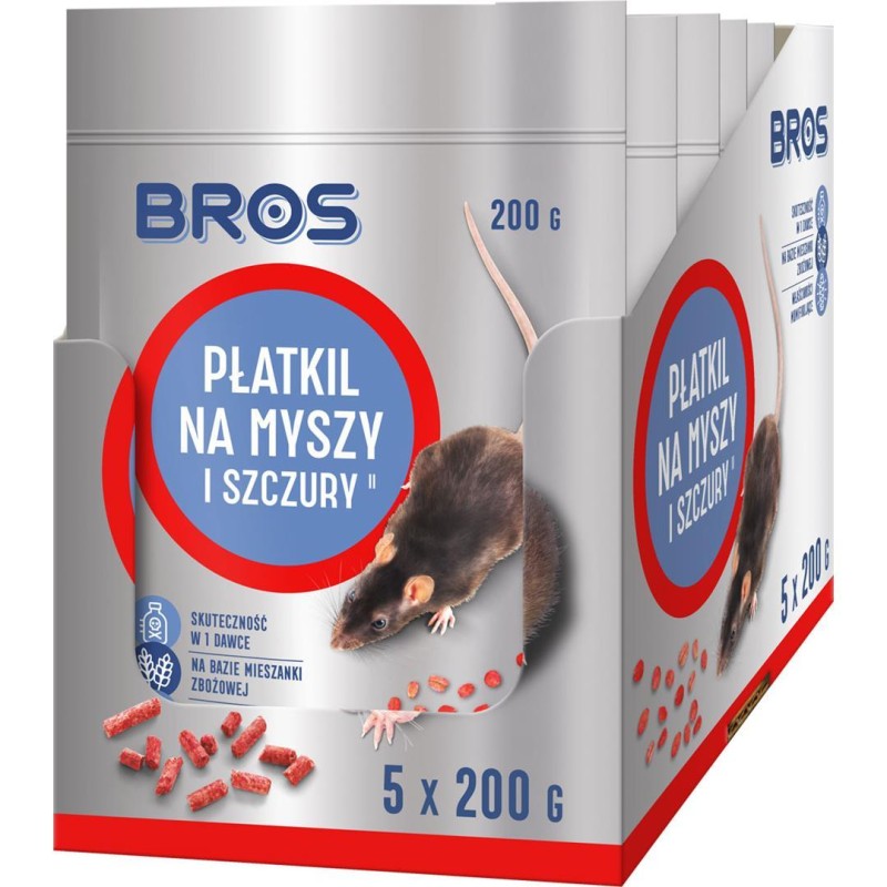 Płatki na myszy i szczury BROS B1957 płatki opakowanie 1 kg pakowane po 200g