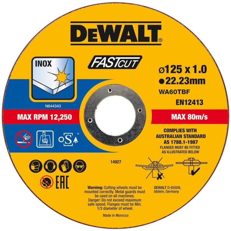 100 tarcz INOX 125x1mm DeWALT DT20540 +bezrękawnik