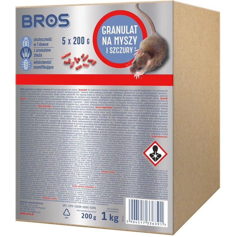 BROS granulat na myszy i szczury 1000g (5x200)