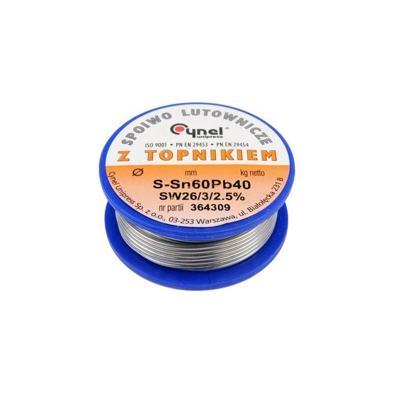 Cyna 100g FI 1,5mm z topnikiem Sn60Pb40 CYNEL