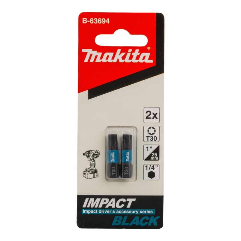 Zestaw 2 szt. końcówek udarowych TORX T30/25mm, Makita B-63694 Impact Black