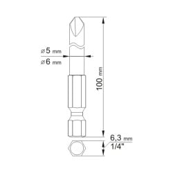 Bity długie YATO YT-0497 Tri-Wing 1/4'' nr2x100mm nr4x100mm 2 szt.
